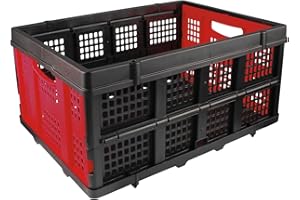 APOXCON Plastic Collapsible Storage Crate Storage, Foldable Basket for APOXCON Folding Shopping Cart - Red