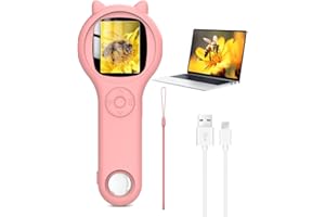 Mini microscopio per bambini, Microscopio tascabile OUTACT con 8 LED, Microscopio digitale 500X con batteria ricaricabile, Microscopio digitale per bambini con 4 livelli di regolazione, Foto e video