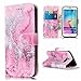 Produktbild Lonchee Schutzhülle / Cover / Handyhülle / Ledertasche / Brieftasche Etui für Samsung Galaxy S6 edge Marmormuster Gemalte Muster Design Folio PU Leder Tasche Case Hülle im BookStyle mit PU Leder Hülle Wallet Case – Rosa Meerwasser