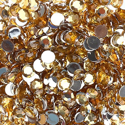 AllRight 1000 Pcs Crystal Rhinestones Flat Back Nail Diamantes Acrylic Rhinestone Gold 6MM
