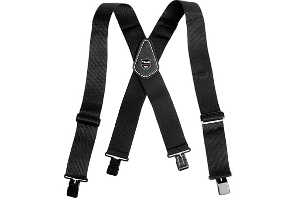 kwb hängslen (100 cm långa, 5,1 cm breda, elastiska, förstärkta med läderplatta)