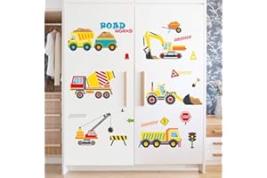 ‎WANDSTICKER4U WandSticker4U® - Wall Sticker Children's Room Boy Construction Site XXL (150 x 58 cm) I Wall Sticker Digger Construction Site Vehicles Crane Cars Baby Room I Wall Sticker Children's Room Decoration