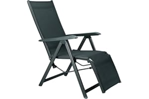 ‎KETTLER Kettler Relaxsessel Basic Plus – wetterfester Klappstuhl aus Aluminium und mit hautsympathischem Gewebe – verstellbarer Liegestuhl für Terrasse und Garten – anthrazit & anthrazit