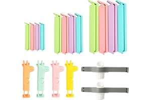 JOFONY 18 clips de cierre, clips de sellado de plástico, clips para bolsas, pinzas de bolsa, abrazadera de cierre multifuncional para bolsas congeladoras, aperitivos, nueces, café, cereales