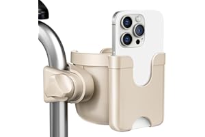 Guiseapue Wheelchair Cup Holder: Universal Cup Holder with Phone Holder, Adjustable Rollator Wheelchair Accessories for Walker, Mobility Scooter, Rollator, Bike, Strollers, Gifts for Seniors & Adult