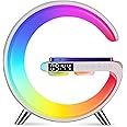 Blingbin Wireless Charger Atmosphere Lamp, 2023 New Intelligent LED Table Bluetooth Speaker, Dimmable Night Light Touch Lamp Alarm Clock with Music Sync, App Control for Bedroom Home Decor (White)