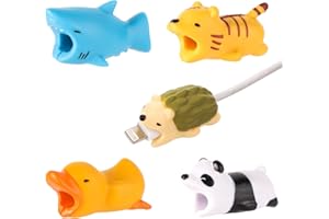 NQEUEPN 5 Stück Kabelschutz Tiere Beißen, Niedlich Ladekabel Schoner Tier Panda Hai Tiger Ente Igel Ladekabelschutz Tier Set für die Meisten Mobiltelefone und iPad-Ladegeräte