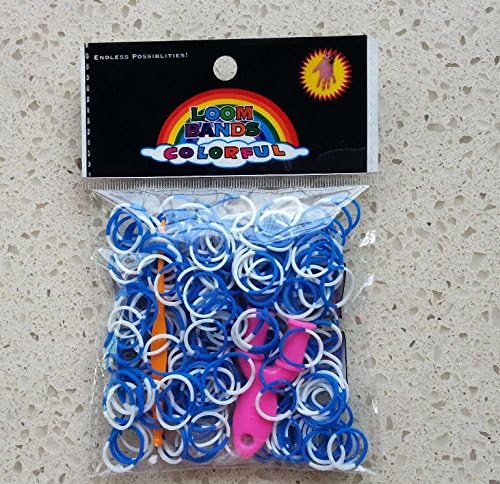 300 VALUE PACK MINI MULTI COLOUR DUO SILICONE Latch Hook, 1/12 White/Blue Hook for Rainbow Loom Bands