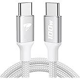 Aioneus USB C Cable Fast Charging 100W, 2M USB C Cable 5A QC USB C to USB C Braided Nylon Type C Charger for iPhone 17 16 15