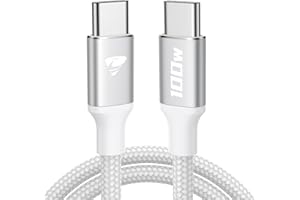 Aioneus Cable USB C Carga Rápida 100W, 2M Cable USB C 5A QC de USB C a USB C Cable Trenzado Nylon Tipo C Cargador para iPhone 17 16 15 Pro Max, Samsung S25 S24 Ultra, iPad Pro, MacBook, Pixel etc