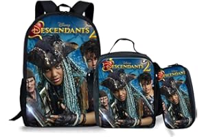 SHOSTYY 3Pcs/Set Descendants Mals Cartoon Kids School Backpack Anime Backpack Casual Travel Rucksack Boys Girls with Messenger Bag Pencil Bag