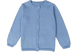 FAIRYRAIN Little Girls Cute Crew Neck Button-Down Solid Fine Knit Cardigan Sweaters