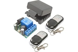 DieseRC DC 5V 12V 24V 30V Relè Wireless Interruttore di Controllo Remoto 10A 1 Canale 433 Mhz Ricevitore Relè RF con 2 Trasmettitori, Contatti Senza Potenziale Relè per Apriporta del Garage