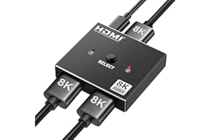 TICENPE HDMI Switch Splitter 8K@60Hz 4K@120Hz Sdoppiatore HDMI bidirezionale 2 Ingresso a 1 Uscita o 1 In a 2 Out Alluminio Commutatore hdmi Supporta 48Gbps 3D HDCP 2.3 per PS5/4 Fire Stick/Xbox/HDTV
