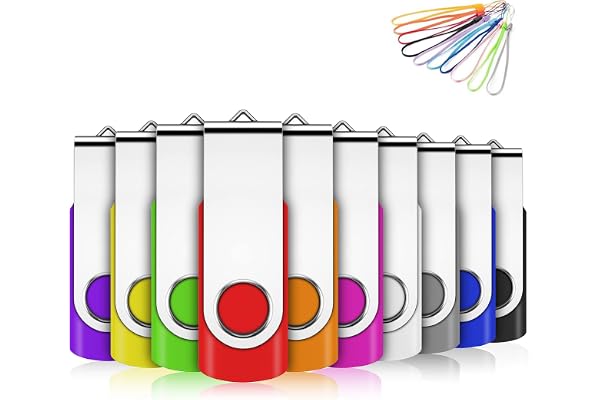 Cle USB 32 Go, EASTBULL Clé USB 2.0 Flash Drive Clef USB Pivotant Stockage Disque Mémoire Stick Pendrive avec 10 Cordes (10 Couleurs 32GB*10PCS)