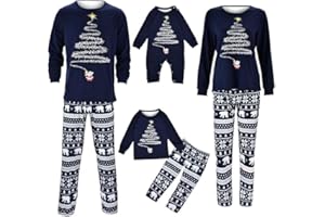 BAUENIEROY Family Christmas Pyjamas Set Fashion Mens Womens Printed Xmas Matching Pyjama Kids Comfortable His and Hers Pjs Family Cartoon Cute Boys Girls Matching Christmas Pj
