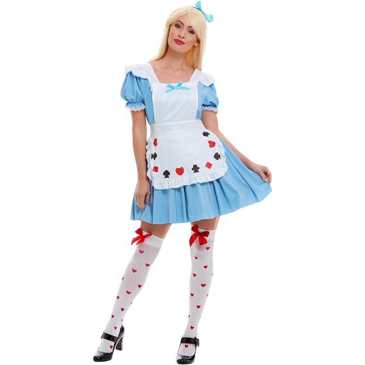 Costume Alice Au Pays Des Merveilles Pour Femme - Robe, Tablier, Bandeau, Chaussettes, Gants, Cosplay - 8