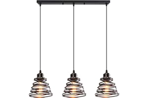 iDEGU 3 Luci lampadario a Sospenosione Moderno Lampada da Soffitto Creativo Design Fasce Intrecciate E27 Lampada a Sospensione Vintage per Cucina Soggiorno Cucina Sala da Pranzo (15cm, Nero, Palo)
