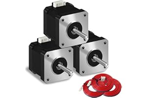 iMetrx NEMA 17 Lot de 3 moteurs pas à pas 42 x 40 mm 1,5 A-3,8 V 2 phases 4 fils 1,8 degrés avec câble de 1 m pour imprimante 3D