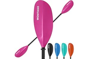 WONITAGO Kayak Paddles Carbon Fiber Shaft Paddle with Nylon Blades, Floating Adjustable Kayaking Oars, 3 Piece, 210-230 cm/82-90 Inches,Pink