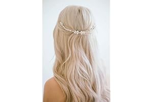 Prosy, Fermaglio per capelli da sposa a forma di pianta rampicante con fiori e diamanti sintetici, accessori per donne e ragazze (oro rosa)