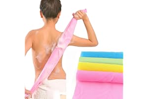 VIKSAUN 4 PCS Multicolore Nylon Japonais Tissu Exfoliant Nylon Gommage Serviette de Bain Long 90cm, Corps Douche Éponges de Nettoyage Lavage Corps Serviette (4 pcs)