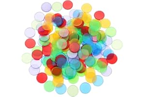 OUDQFCJ 100 7-farbige Bingo- & Zähl-Chips Plastikmarkierer (1,9 cm Durchmesser) (transparent)