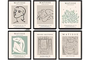 ELAFI® 6 x A3 (30 cm x 40 cm) Matisse Style Vintage Living Room Decoration Abstract Art Pretty Pictures for Living Room (Matisse Art)