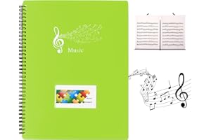 CATIME A4 Notenmappem, Notenblattordner, Notenordner Klavier, Notenhefter für Musiknoten, Dokumentenmappe Sammelmappe, Spiralhefter Kunststoff für Notenblätter Chor 30 Fächer/60 Seiten (Hellgrün)