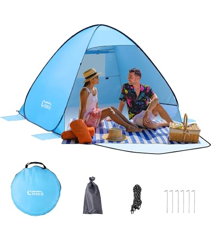 Tente De Plage WhiteFang – 3 Places, Anti-UV, Menthe – Comme Neuve
