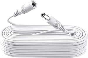 ANLINK 10 m Stromverlängerungskabel, DC 12 V Netzteil-Verlängerungskabel 5,5 mm x 2,1 mm, kompatibel mit 12 V DC-Adapter-Netzteil oder Wandladegerät für CCTV-Überwachungskamera (weiß)