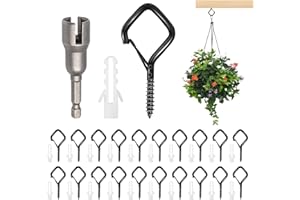 PETGLIMMER 20 Pezzi Ganci con Fibbia di Sicurezza, Gancio a Vite in Acciaio Inox, Ganci Vite Esterni, Viti con Gancio, Ganci per Soffitto a Vite, Gancio a Vite da Soffitto per Piante, Q-Hook per Campanelle