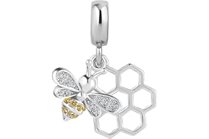 MiniJewelry Abalorio colgante de abeja compatible con pulseras Pandora, para mujeres y niñas, cumpleaños, familia, Navidad, bonito regalo, Metal no precioso, No es una piedra preciosa