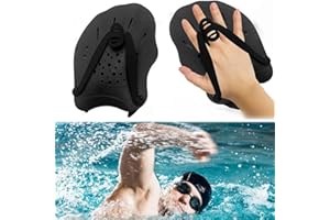 GEFIRE Mains Plaquettes de Natation, Pagaie Natation avec Bretelles Réglables Pagaies à Main d'entraînement de Natation, Accessoires d'équipement d'entraînement de Piscine Adulte Enfants Unisexe