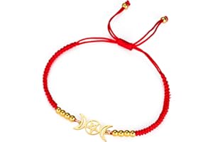 EUEAVAN Tripla Luna Dea Pentagramma Stella Filo di Cera Bracciale Amuleto Pentagramma Religione Bangle Acciaio Inox Gioielli Simbolo Stregoneria Regali Per Donne