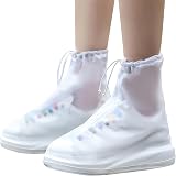 HSR Reusable Waterproof Shoe Covers for Men & Women | Anti-Slip Rain Shoe Protectors with Waterproof Zipper & Adjustable Drawstring | Washable Overshoes for Travel, Outdoor Activities & Daily Use: 
