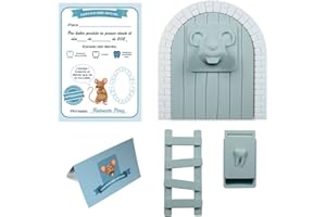 MFS Myfuturshop® Raton Pérez Puerta mágica + Caja para el Diente + Escalera + 4 certificados de Diente Limpio. Regalo Original para niño y niña. (AZUL PASTEL)