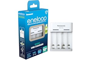 Panasonic eneloop BC 1000ic eneloop Basic USB do 2 lub 4 akumulatorów AA/AAA Ni-MH z 6 funkcjami bezpieczeństwa i przewodem do ładowania micro USB, niebieski