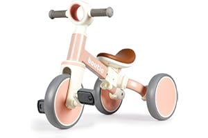 Bautia Baby Balance Bike 1 2 Year Old Boy Girl, 3 Wheels Tricycle for Toddlers 1-4, 4 in 1 Kids Bicycle Ride on Toy with Removable Pedals