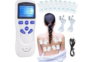 Lvozize Electroestimulador Muscular, Recargable TENS Electroestimulador para el dolor 8 Electrodos TENS 6 Modos y 15 Intensidades ajustables Estimulador Muscular para Aliviar el dolor
