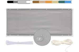 MEEYI Frangi-Vista Balcone frangivento 90x250cm Schermo Frangi-Vista Giardino Telo di Rivestimento e Protezione per Balconecon Occhielli Corde e Fascetta dal Vento Impermeabile Grigio Chiaro