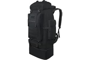 Vaupan Hiking Backpack, 80L/100L Camping Backpack, Waterproof Large Molle Rucksack, Outdoor Sport Travel Military Tactical Backpack for Men Women (100L Black)