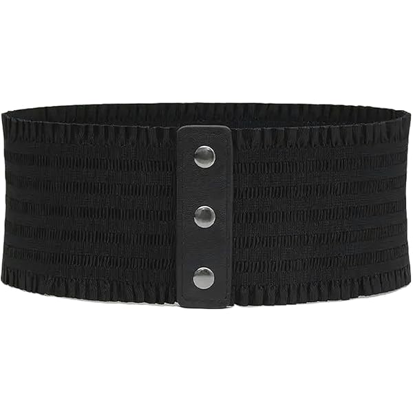 Elastische Riem Voor Dames, Brede Rekbare Riem Met Retro Taille Van Zwart Kunstleer, Gesp Legering, Perfect Voor Alle Gelegenheden En Outfits, Grote Damesriem Voor Jurk