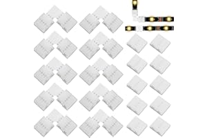 OUPDATE 20 Pcs 4 Polige 10mm LED Verbinder für SMD 5050 RGB LED Streifen 10 Stück L-förmige Eckverbinder und 10 Stück LED Streifen Stripes Schnellverbinder, 4 Polig 10mm RGB Strip Verbinder Connector Lötfrei