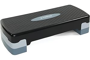 TREXO Aerobic Step 68 x 28 cm per Esercizi Cardio e Allenamento Fitness Altezza Regolabile 15-20 cm Resistente in Polipropilene e TPR Step da Aerobica di Alta Qualità Rosa|Blu|Grigio