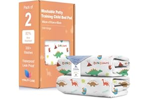 VITALITY CARE Washable Potty Training Bed Pads - Non-Slip Bed Wetting Sheets for Single & Toddler Beds, Easy to Change at Night, Includes Fits Single, Toddler & Cot Beds - Dinosaur Design