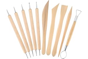 XIAOMOYU Clay Tools Set, Polymer Clay Tools, Wooden Modeling Clay Sculpting Tools, Pottery Tools Kit for DIY Art Crafts(10 PCs)