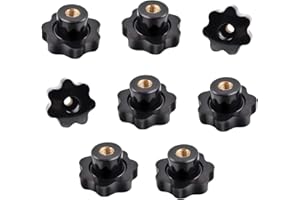 ASFINS Perillas de Estrella M10, 8 piezas Tuerca de Agarre en Estrella m10 Botón de Abrazadera Cabezal de Estrella con Orificio Pasante para Máquina Herramienta, Negro, 40 mm x M10
