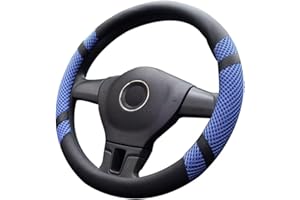 Lifetooler Steering Wheel Covers Ice Silk Microfiber Leather Universal 38cm(15") Breathable Anti Skid Steering Wheel Cover Car Interior Accessories for Auto Van Truck SUV (blue)