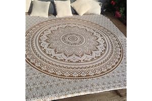 Bless International - Tapisserie hippie motif mandala ombre traditionnel indien en coton à mettre au mur ou à utiliser comme couvre-lit bohème, Coton, doré, Queen(84x90 Inches)(215x230 Cm)